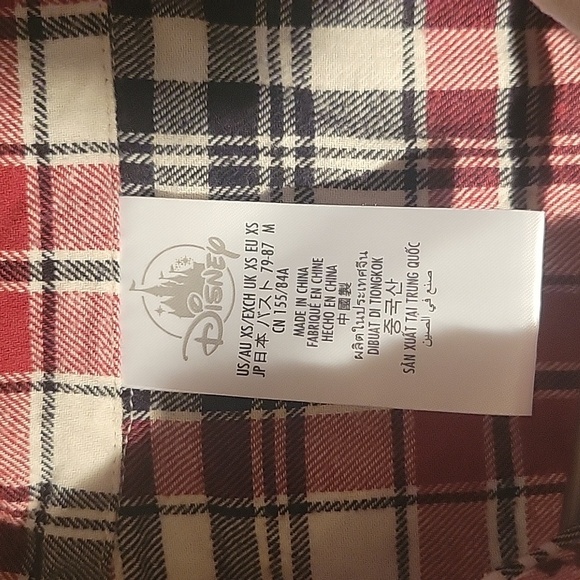 Disney Mickey Mouse Plaid Flannel Pajamas Top, Size XS - Picture 4 of 5